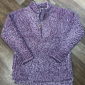Time & Tru Women’s Purple Sherpa Quarter-Zip Pullover
